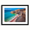 Colorful abstract art print of a Peruvian landscape, in extra large format, framed in black, ideal for living room decor.