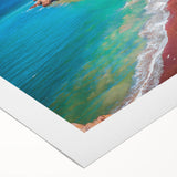 Art deco poster depicting a scenic view of Machu Picchu in muted earth tones on rolled canvas.