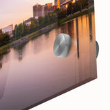 Large abstract wall art of Alabama scenery in muted earth tones on acrylic glass, suitable for dining room ambiance.