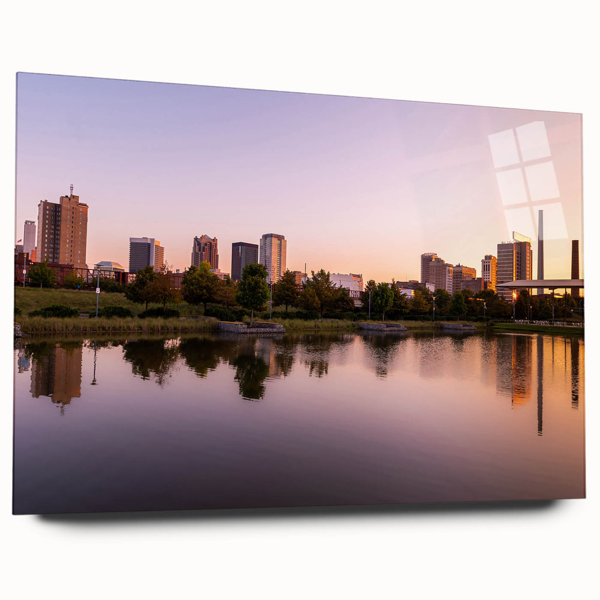 Large abstract wall art depicting the Alabama scenery in muted earth tones on acrylic glass.