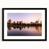 Extra large abstract art print depicting a textured, colorful Alabama scenery on a framed black mat.