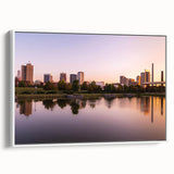 Vintage poster art of Alabama scenery in colorful tones on a large framed canvas, suitable for living room decor.