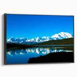 Black and white framed canvas of Denali, Alaska landscape, ideal for bedroom wall art.