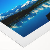 Art deco poster of Denali, Alaska, in muted earth tones on rolled canvas, suitable for dining room wall art.