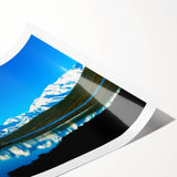 Extra large wall art featuring line art flowers over a Denali, Alaska scenery on a rolled print.