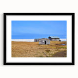 Extra large framed abstract art print of a colorful Alaskan landscape, ideal for living room decor.