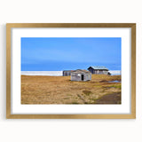 Extra large abstract art print of Alaskan scenery in textured style, featuring muted earth tones on a framed canvas.