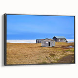 Black and white framed canvas of an Alaska landscape, ideal for bedroom decor.