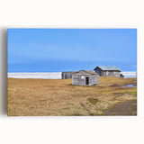 Black and white photo of Alaska scenery on large stretched canvas, ideal for kitchen wall art.