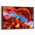 Black and white framed canvas of Antelope Canyon in Arizona, ideal for bedroom wall art.