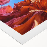 Art deco poster of Antelope Canyon in muted orange and brown tones on rolled canvas, suitable for dining room decor.