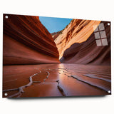 Acrylic print of Coyote Buttes in Arizona, featuring earth tones and rugged landscape, suitable for dining room decor.