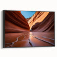 Black and white framed canvas of Arizona's Coyote Buttes landscape, ideal for bedroom wall art.