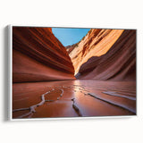 Vintage poster art of Arizona's Coyote Buttes in vibrant colors on a large framed canvas, ideal for living room decor.