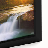 Extra large black wall art depicting a textured Arkansas scenery in colorful hues, framed canvas.