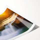 Extra large wall art featuring line art flowers in muted earth tones on a rolled canvas.