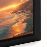 Extra large framed canvas featuring a textured depiction of Big Sur, California, in vivid colors.