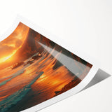 Extra large rolled print of Big Sur scenery with line art flowers in soft pastel colors.