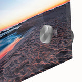 Large abstract wall art print on acrylic glass showing a mid-century modernist Catalina, California scene.