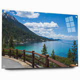 Acrylic print of Lake Tahoe with vivid blue and green tones, ideal for dining room decor.