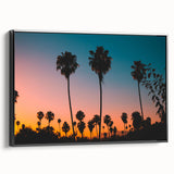 Black and white framed canvas depicting the Los Angeles skyline, ideal for bedroom wall art.