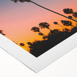 Art deco poster of Los Angeles skyline in muted gray and blue tones on rolled canvas, suitable for dining room wall art.