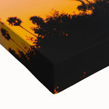 Large art featuring a black and white landscape of Los Angeles on stretched canvas, suitable for bedroom wall decor.