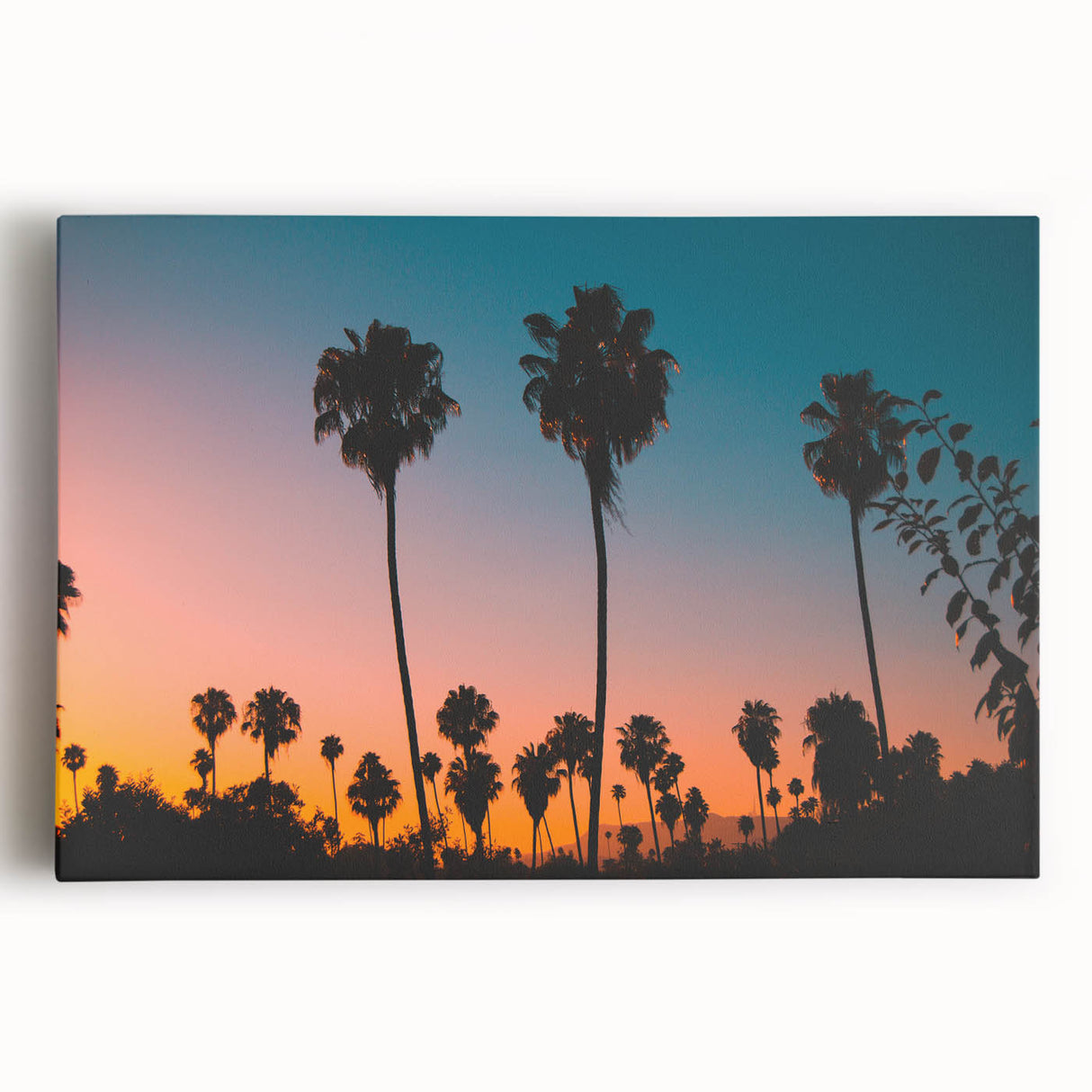 Black and white stretched canvas of Los Angeles skyline, ideal for kitchen wall art.