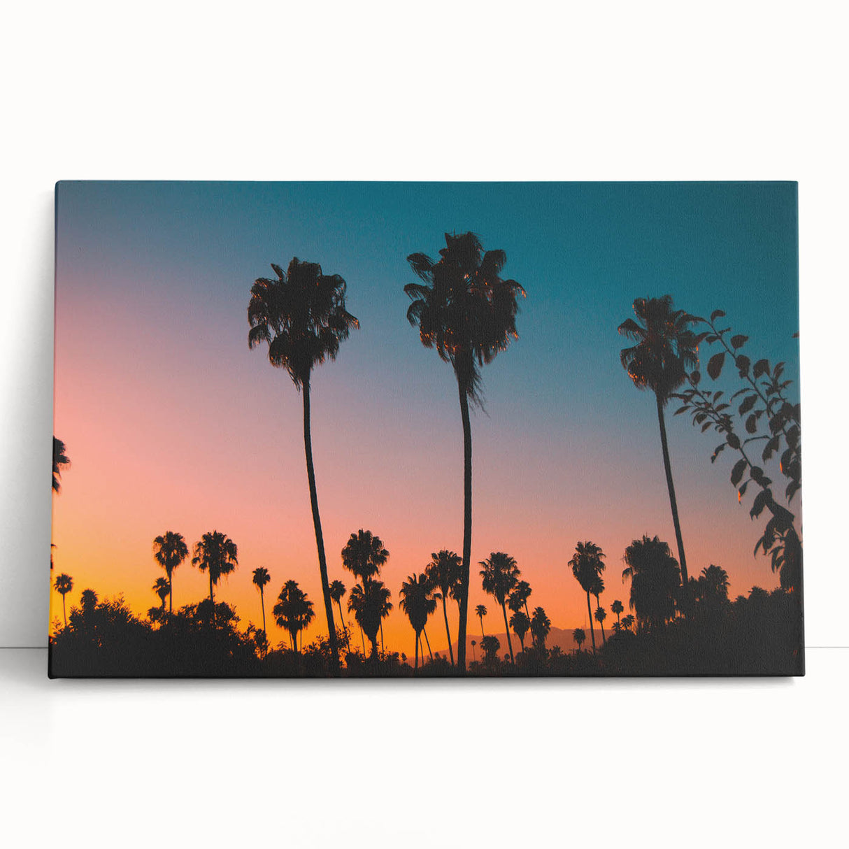 Black and white stretched canvas of Los Angeles skyline, ideal for kitchen wall art or bedroom decor.