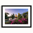 Extra large abstract art print of colorful, textured scenery, framed in black, ideal for living room decor.