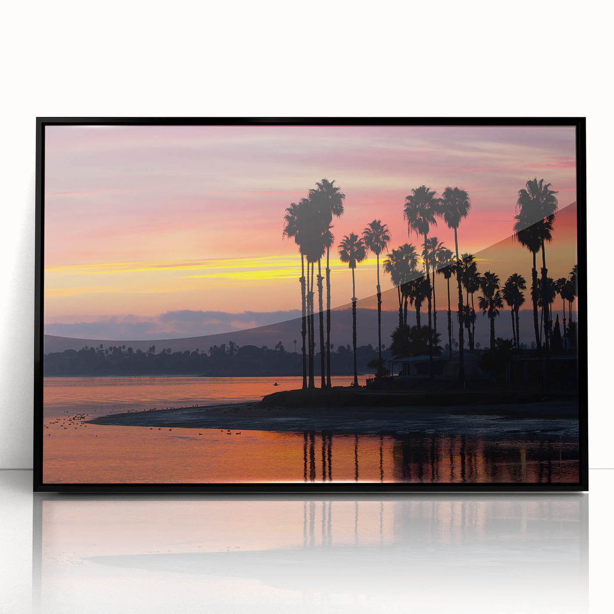 Large abstract wall art depicting San Diego scenery in muted earth tones on a framed acrylic.