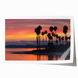 San Diego skyline in muted gray and blue tones on a rolled canvas, suitable for dining room wall art.