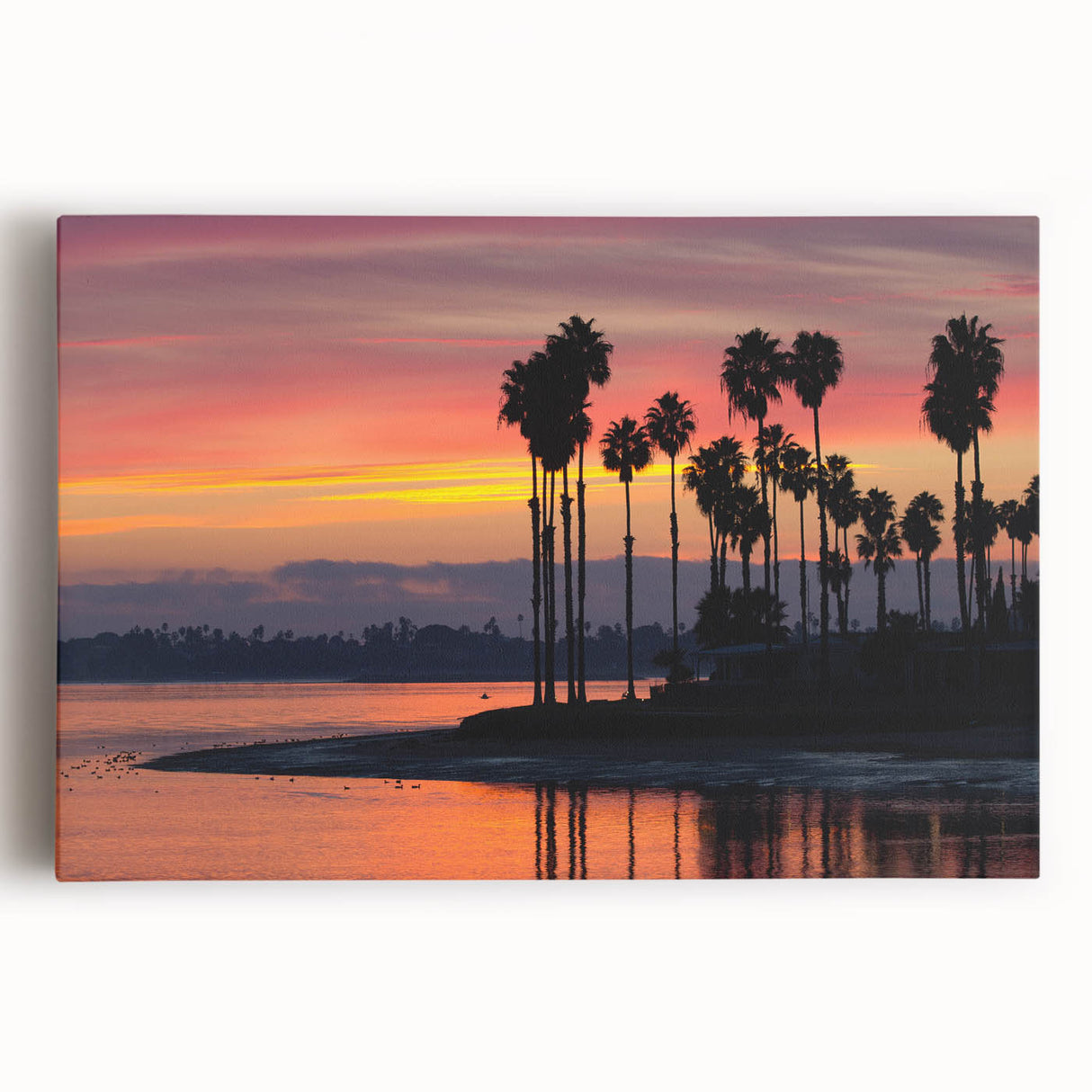 Black and white stretched canvas print of San Diego skyline, ideal for kitchen wall art.