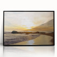 Large abstract wall art depicting Santa Barbara scenery, in muted earth tones on a black framed acrylic.