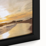 Extra large framed canvas featuring a textured depiction of Santa Barbara scenery in black with colorful art accents.