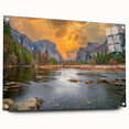 Acrylic print of Yosemite scenery, featuring muted earth tones, ideal for dining room decor.