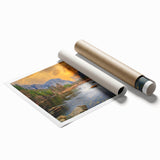 Rolled canvas print of Yosemite scenery with muted green and earth tones, ideal for classy bathroom wall art.