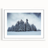 Abstract art print of Vail, Colorado landscape in muted earth tones on a framed white mat, suitable for dining room decor.