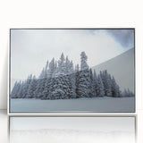 Acrylic print of Vail, Colorado scenery in muted earth tones, framed in white, suitable for modern art wall decor.