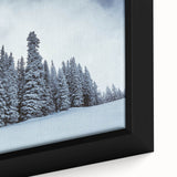 Extra large framed canvas of a textured Colorado Vail scenery in black with colorful art accents.