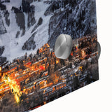 Large abstract wall art depicting the Aspen, Colorado scenery in mid-century modernist style on acrylic glass.