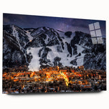 Large abstract wall art depicting Aspen, Colorado scenery in muted earth tones on acrylic glass.