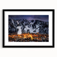 Extra large abstract art print depicting colorful, textured scenery of Aspen, Colorado on a black framed canvas.