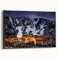 Black and white landscape art painting of Aspen, Colorado on framed canvas, ideal for bedroom wall decor.