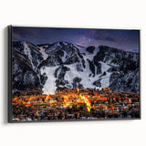 Black and white landscape art painting of Aspen, Colorado on framed canvas, ideal for bedroom wall decor.