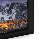 Black framed canvas of Aspen, Colorado scenery with textured, colorful art in extra large format ideal for living room decor.