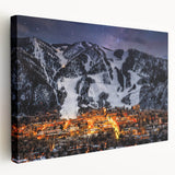 Scenic view of Aspen, Colorado in autumn on large stretched canvas, with vibrant fall colors, ideal for kitchen wall art.