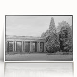 Art deco poster of Denver skyline in muted gray and blue tones on framed acrylic, suitable for modern nursery wall art.