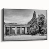 Black and white framed canvas of Denver landscape, ideal for bedroom wall art.