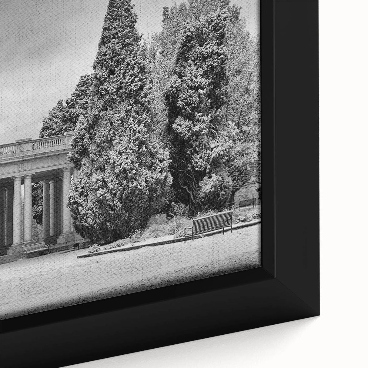 Framed canvas of a textured depiction of Denver skyline in black with colorful accents, ideal for large living room walls.